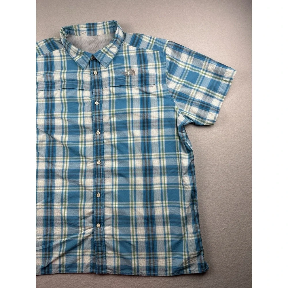 The North Face Button Down Shirt Mens XL Blue Fast Dry Mesh Vented Short Sleeve